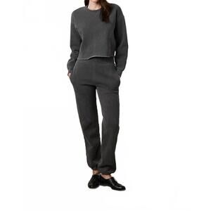 NEW NSF simone paneled cropped crewneck sweatshirt in grey